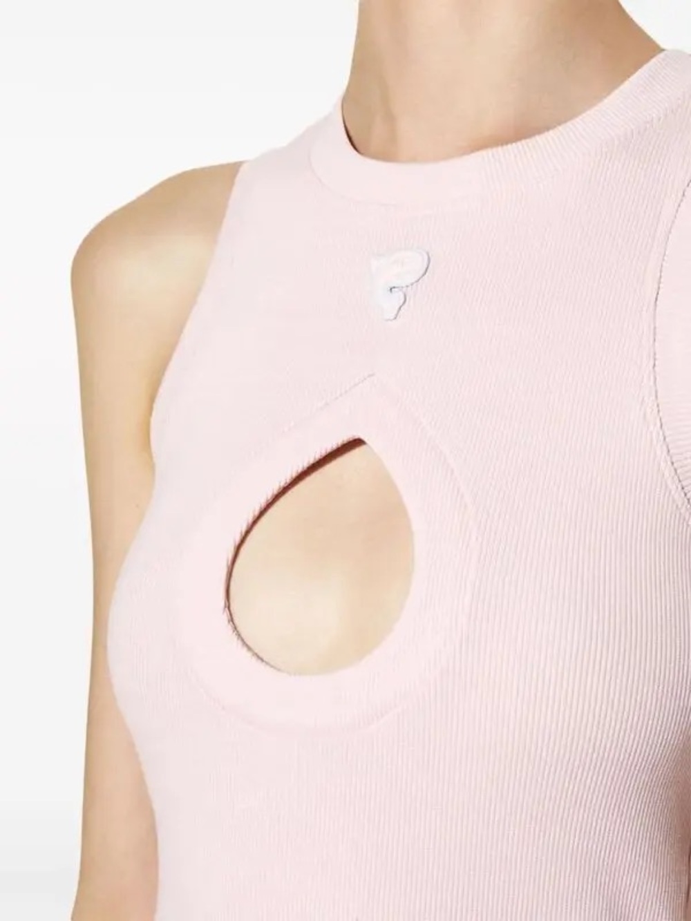 Emilio Pucci Pink Ribbed Cutout Tank Top